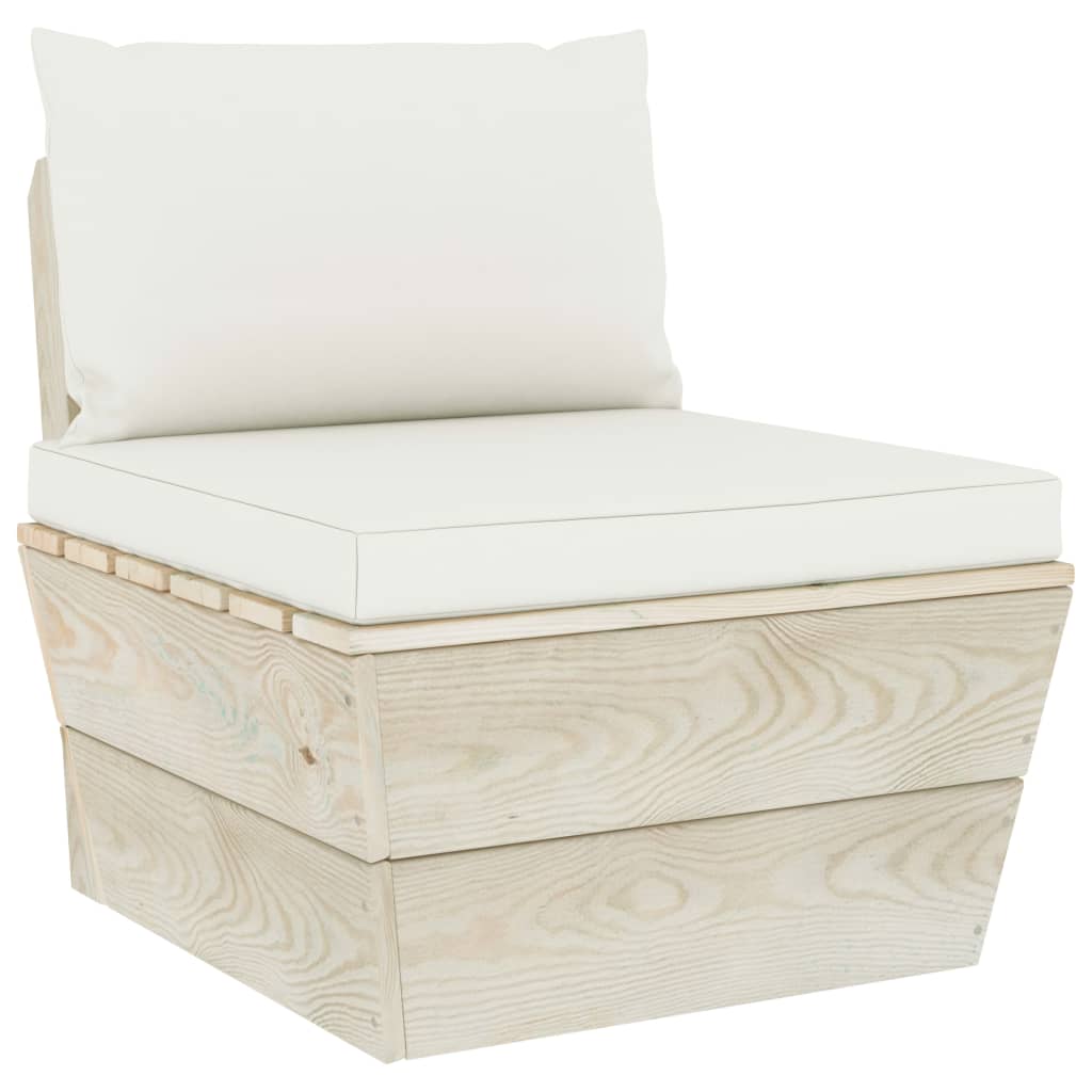 Set Divani da Giardino su Pallet 10 pz con Cuscini Legno Abete