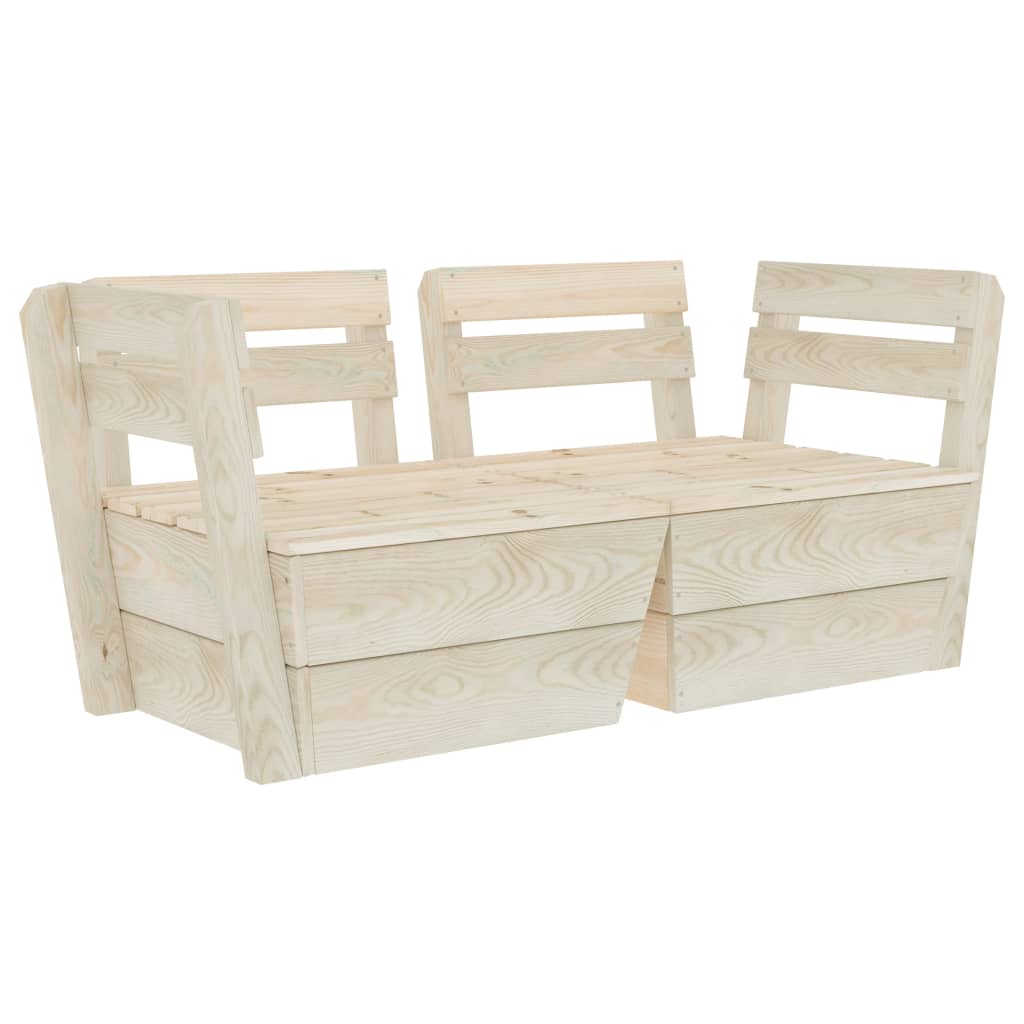 Divano da Giardino a 2 Posti su Pallet Legno Abete Impregnato