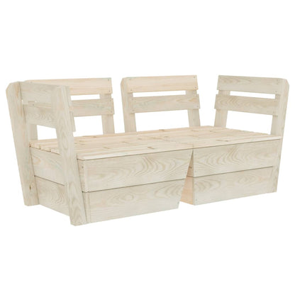 Divano da Giardino a 2 Posti su Pallet Legno Abete Impregnato