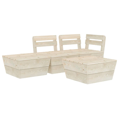 Set Divani da Giardino su Pallet 4 pz in Legno Abete Impregnato