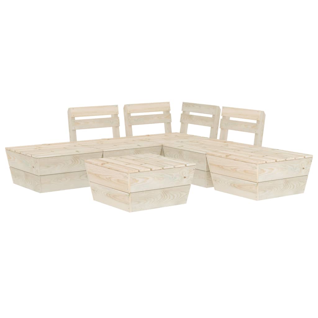Set Divani da Giardino su Pallet 6 pz in Legno Abete Impregnato