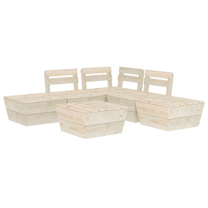 Set Divani da Giardino su Pallet 6 pz in Legno Abete Impregnato