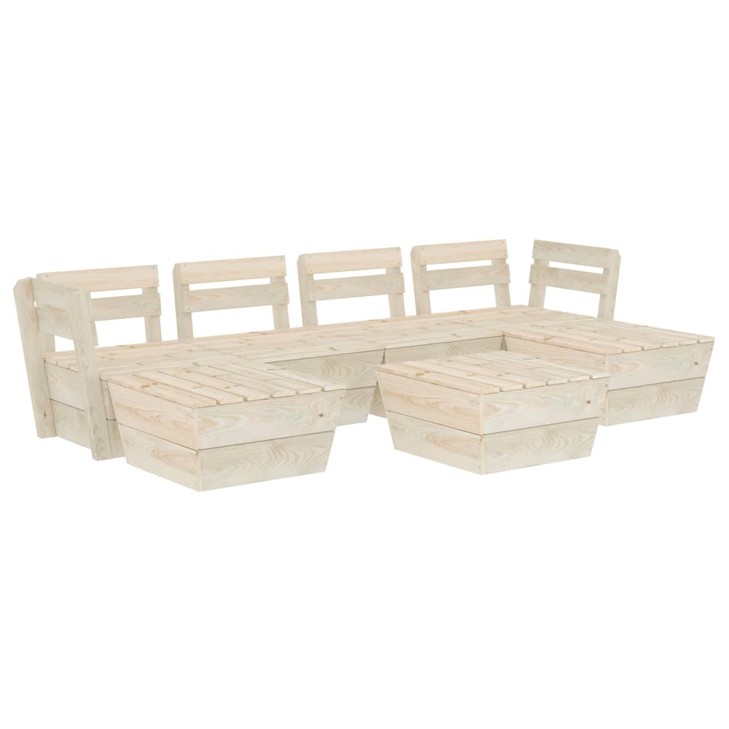 Set Divani da Giardino su Pallet 7 pz in Legno Abete Impregnato