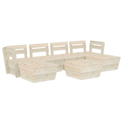 Set Divani da Giardino su Pallet 7 pz in Legno Abete Impregnato