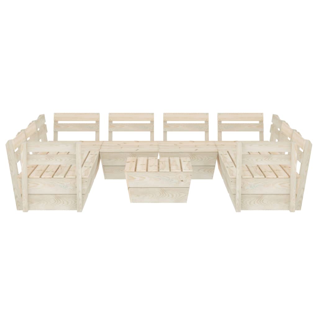 Set Divani da Giardino su Pallet 9 pz in Legno Abete Impregnato