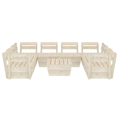 Set Divani da Giardino su Pallet 9 pz in Legno Abete Impregnato
