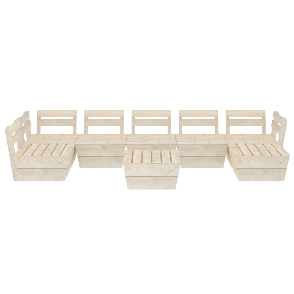 Set Divani da Giardino su Pallet 8 pz in Legno Abete Impregnato