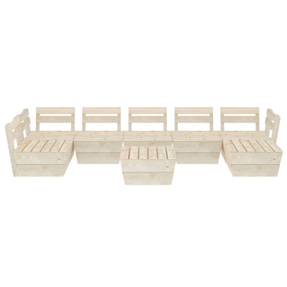 Set Divani da Giardino su Pallet 8 pz in Legno Abete Impregnato