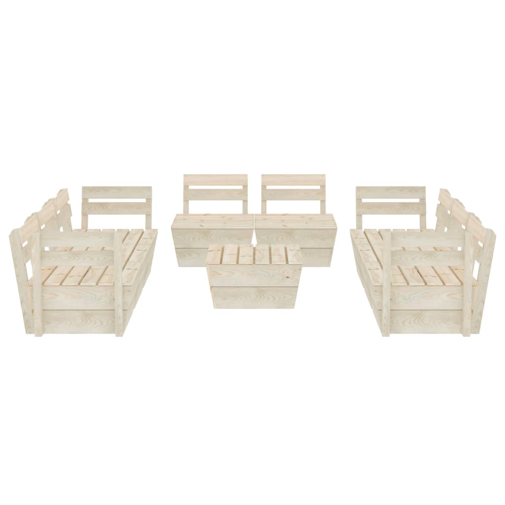 Set Divani da Giardino su Pallet 9 pz in Legno Abete Impregnato