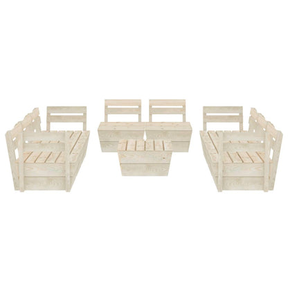 Set Divani da Giardino su Pallet 9 pz in Legno Abete Impregnato