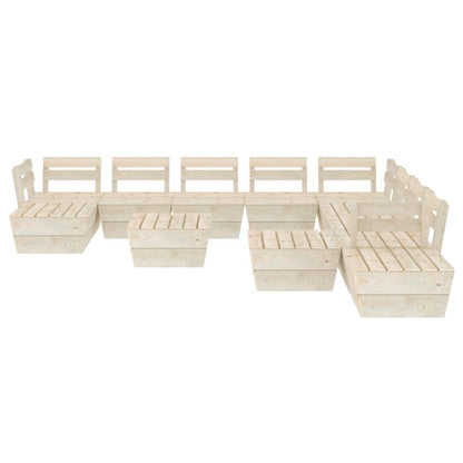 Set Divani da Giardino su Pallet 12 pz in Legno Abete Impregnato