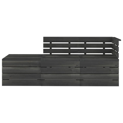 Set Divani da Giardino su Pallet 3 pz Legno Pino Grigio Scuro