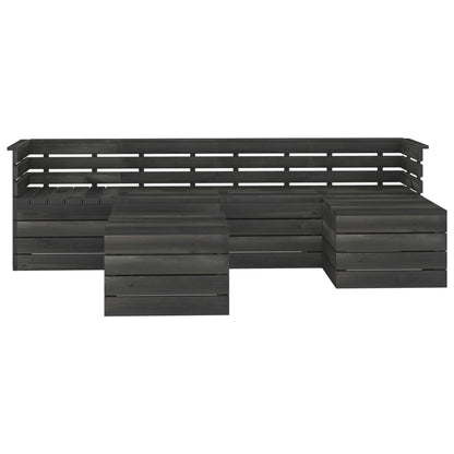 Set Divani da Giardino su Pallet 6 pz Legno Pino Grigio Scuro
