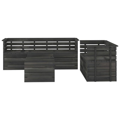 Set Divani da Giardino su Pallet 6 pz Legno Pino Grigio Scuro