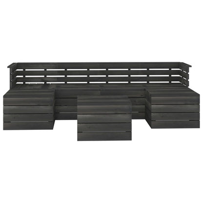 Set Divani da Giardino su Pallet 7 pz Legno Pino Grigio Scuro