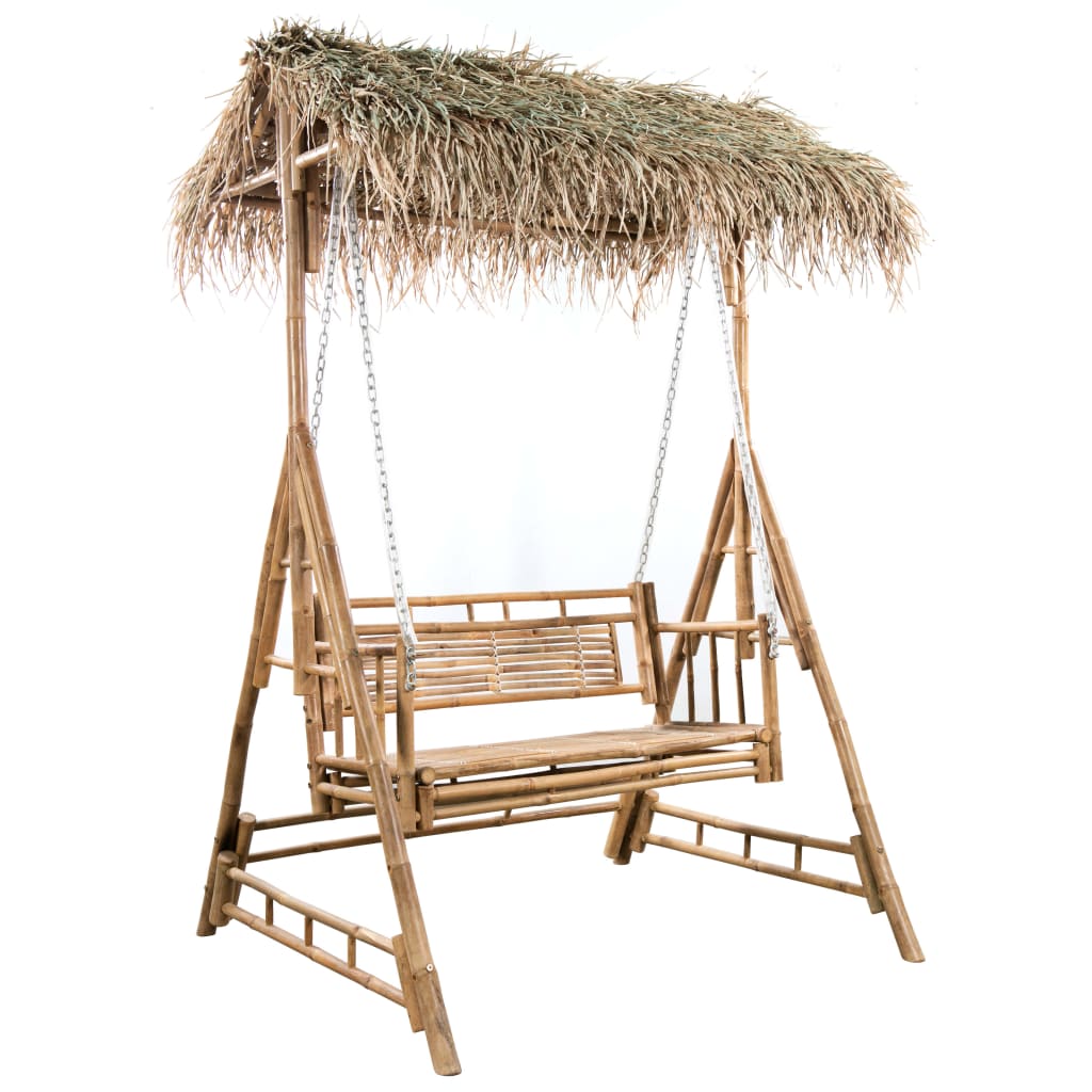 Dondolo da Giardino 2 Posti Cuscini Foglie di Palma 202cm BambÃ¹