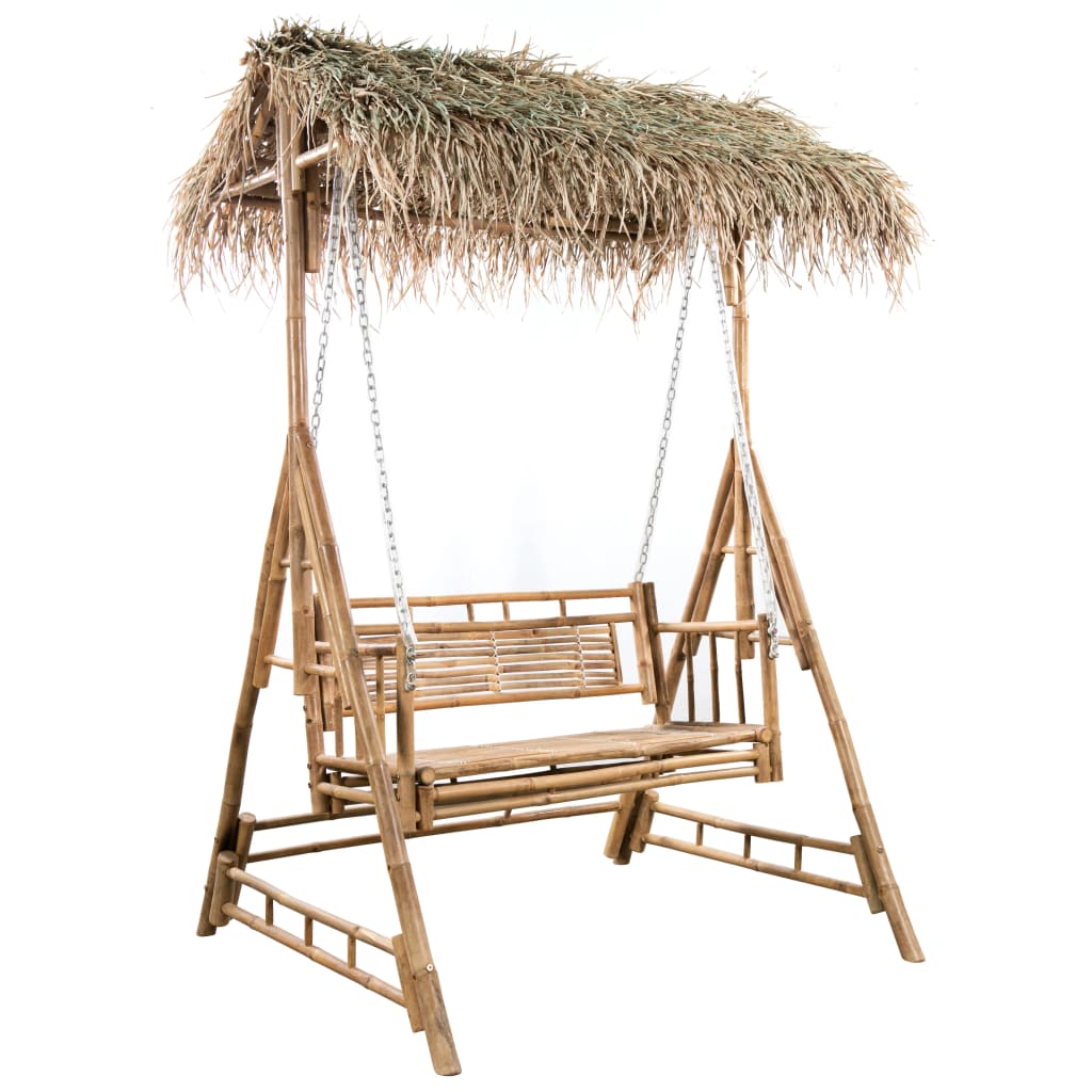 Dondolo da Giardino 2 Posti Cuscini Foglie di Palma 202cm BambÃ¹