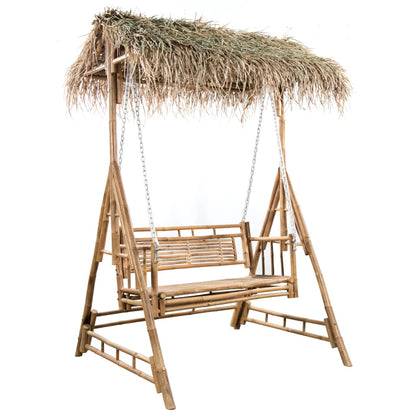 Dondolo da Giardino 2 Posti Cuscini Foglie di Palma 202cm BambÃ¹