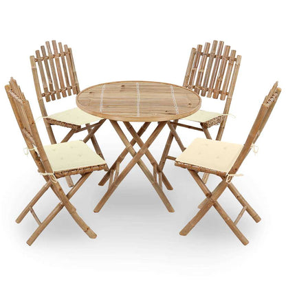 Set da Pranzo da Giardino 5 pz Pieghevole con Cuscini in BambÃ¹