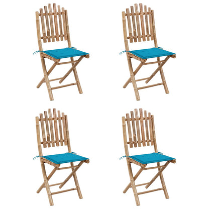 Set da Pranzo da Giardino 5 pz Pieghevole con Cuscini in BambÃ¹