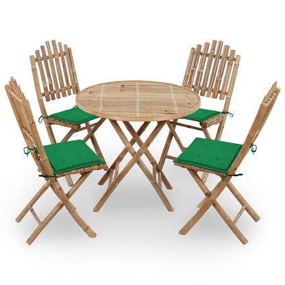 Set da Pranzo da Giardino 5 pz Pieghevole con Cuscini in BambÃ¹