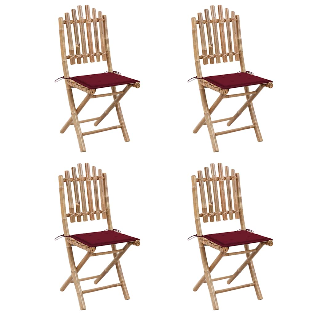 Set da Pranzo da Giardino 5 pz Pieghevole con Cuscini in BambÃ¹