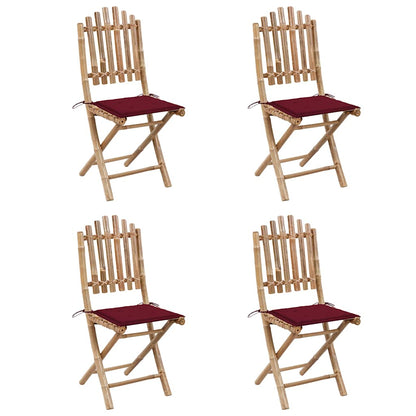 Set da Pranzo da Giardino 5 pz Pieghevole con Cuscini in BambÃ¹