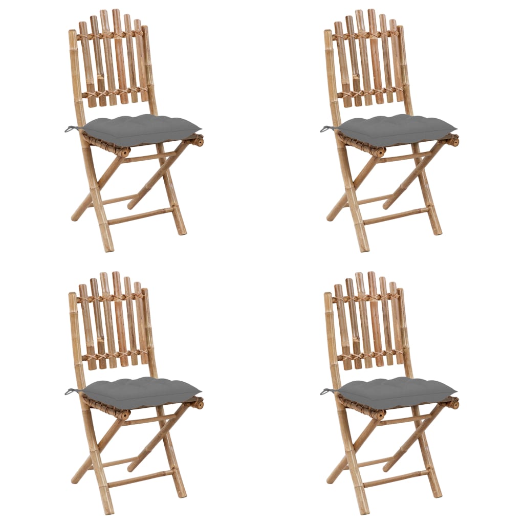 Set da Pranzo da Giardino 5 pz Pieghevole con Cuscini in BambÃ¹