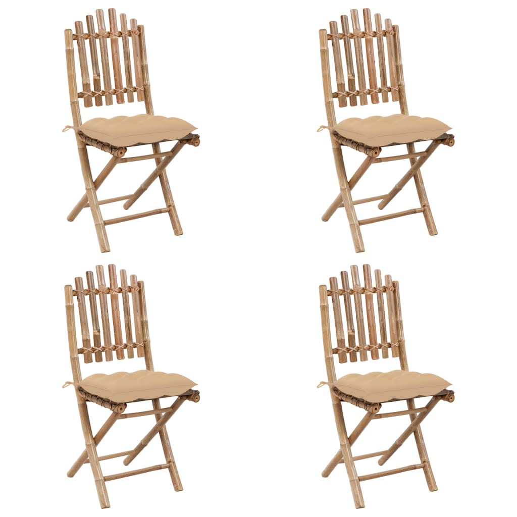 Set da Pranzo da Giardino 5 pz Pieghevole con Cuscini in BambÃ¹