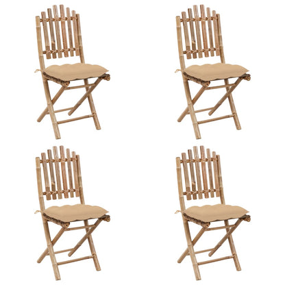 Set da Pranzo da Giardino 5 pz Pieghevole con Cuscini in BambÃ¹