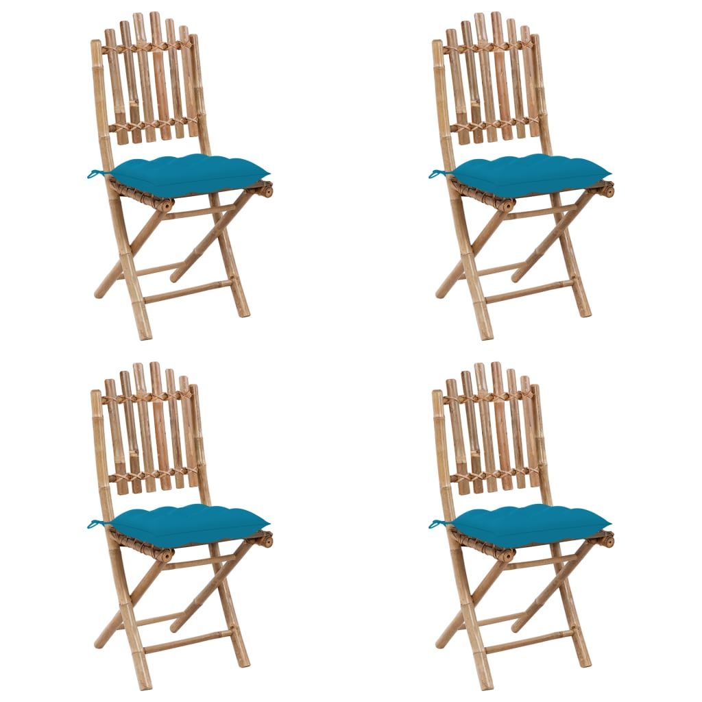 Set da Pranzo da Giardino 5 pz Pieghevole con Cuscini in BambÃ¹