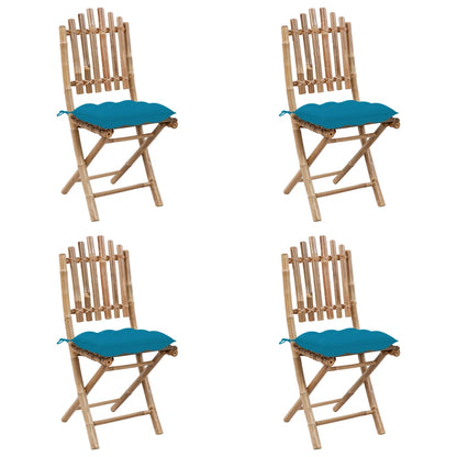 Set da Pranzo da Giardino 5 pz Pieghevole con Cuscini in BambÃ¹