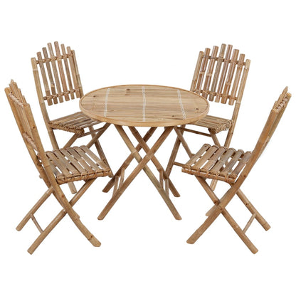 Set da Pranzo da Giardino 5 pz Pieghevole con Cuscini in BambÃ¹
