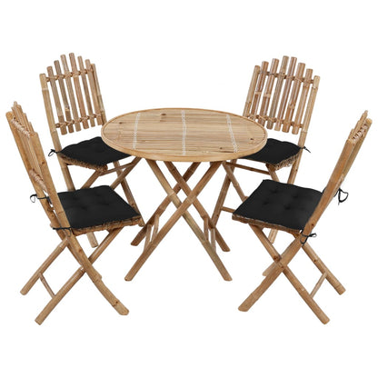 Set da Pranzo da Giardino 5 pz Pieghevole con Cuscini in BambÃ¹