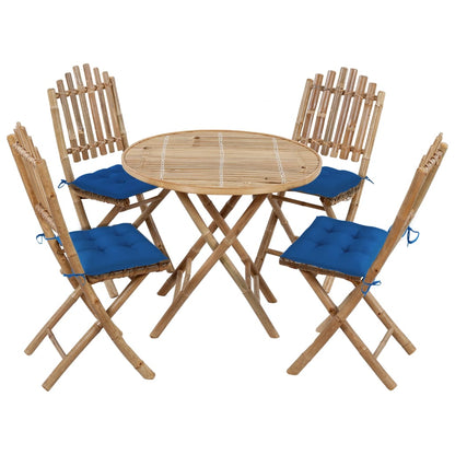 Set da Pranzo da Giardino 5 pz Pieghevole con Cuscini in BambÃ¹