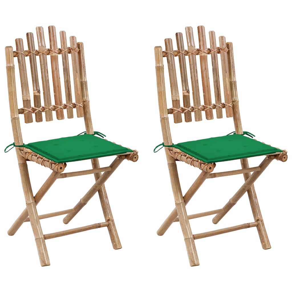 Sedie da Giardino Pieghevoli 2 pz con Cuscini in BambÃƒÂ¹