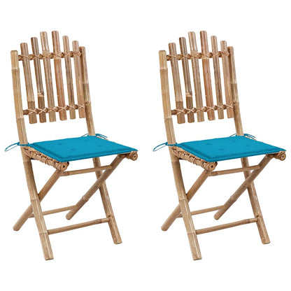 Sedie da Giardino Pieghevoli 2 pz con Cuscini in BambÃƒÂ¹