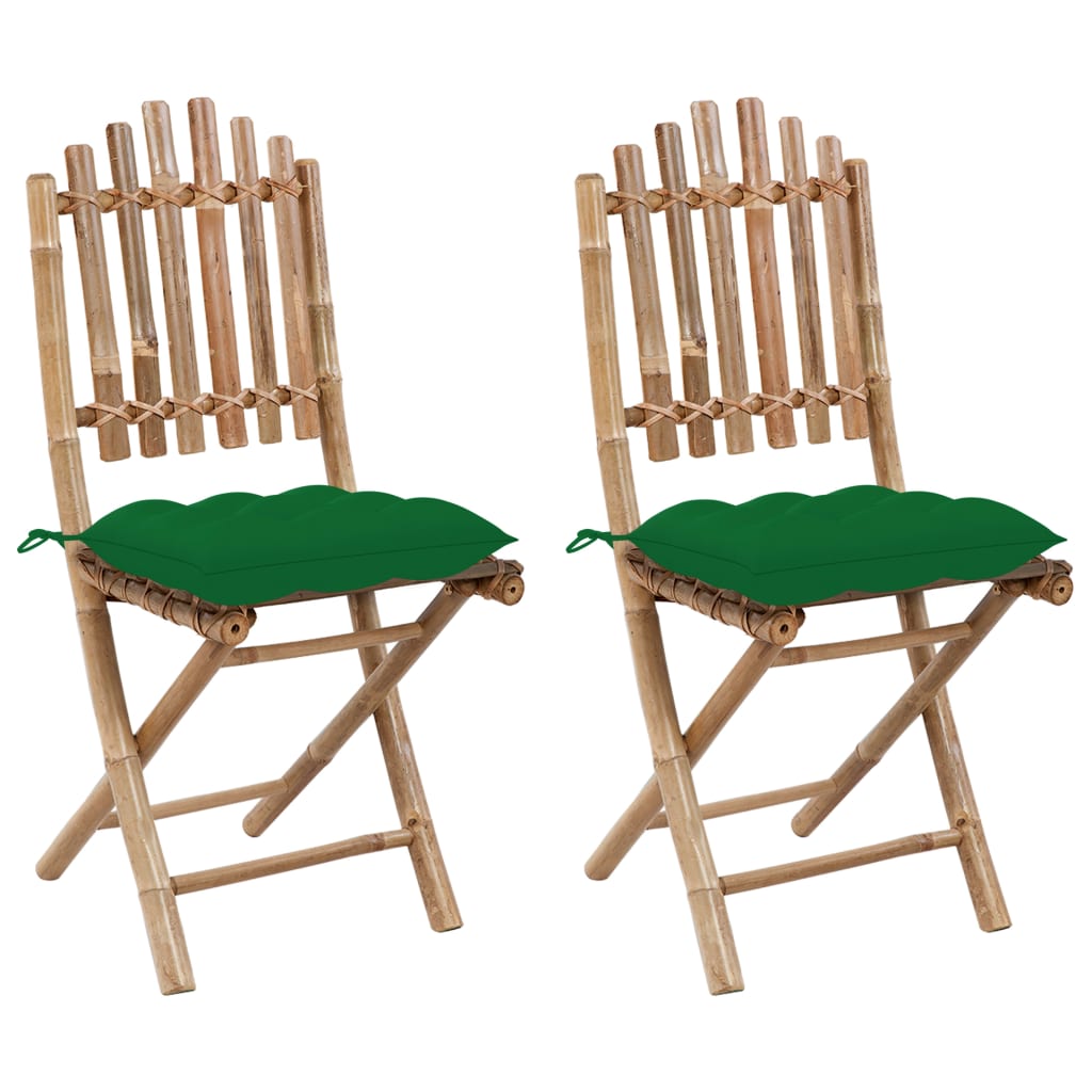 Sedie da Giardino Pieghevoli 2 pz con Cuscini in BambÃƒÂ¹
