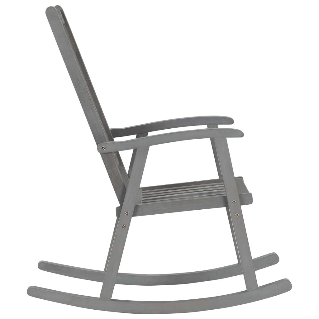 3064217 Rocking Chair with Cushions Grey Solid Acacia Wood (311845+47540)