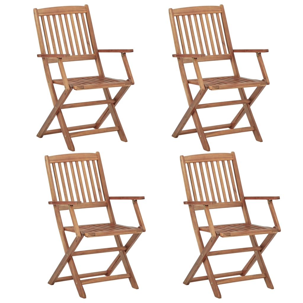 Sedie da Giardino Pieghevoli 4 pz con Cuscini Massello d'Acacia