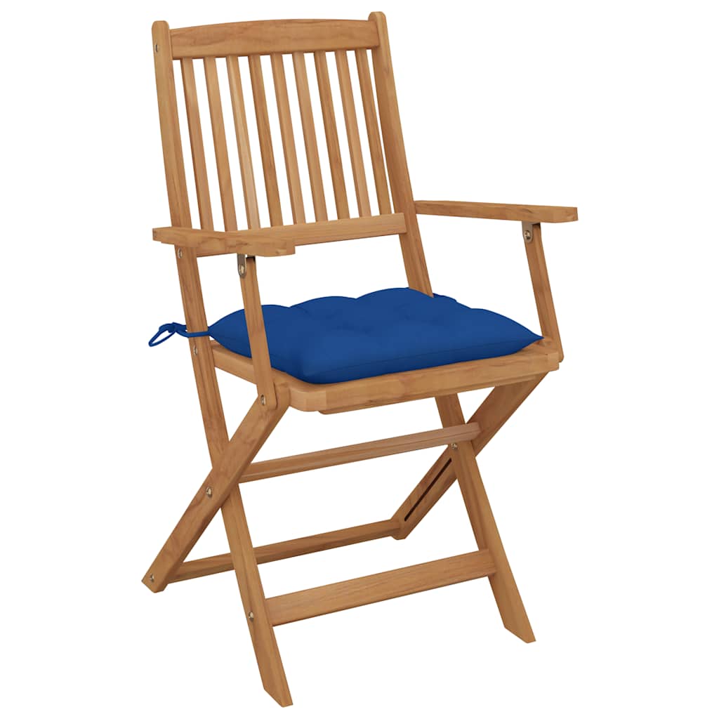 Sedie da Giardino Pieghevoli 4pz con Cuscini Massello Acacia