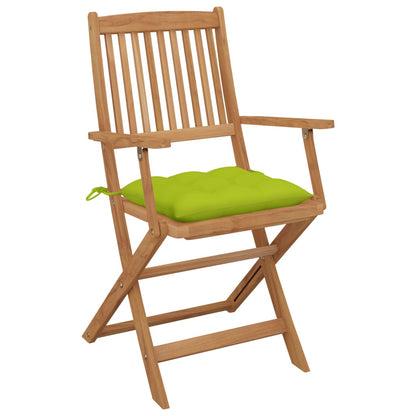 Sedie da Giardino Pieghevoli 4 pz con Cuscini Massello Acacia