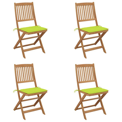 Sedie da Giardino Pieghevoli 4 pz con Cuscini Massello Acacia
