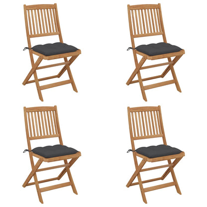 Sedie da Giardino Pieghevoli 4 pz con Cuscini Massello Acacia