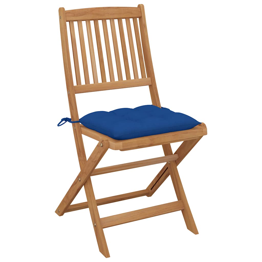 Sedie da Giardino Pieghevoli 4pz con Cuscini Massello d'Acacia