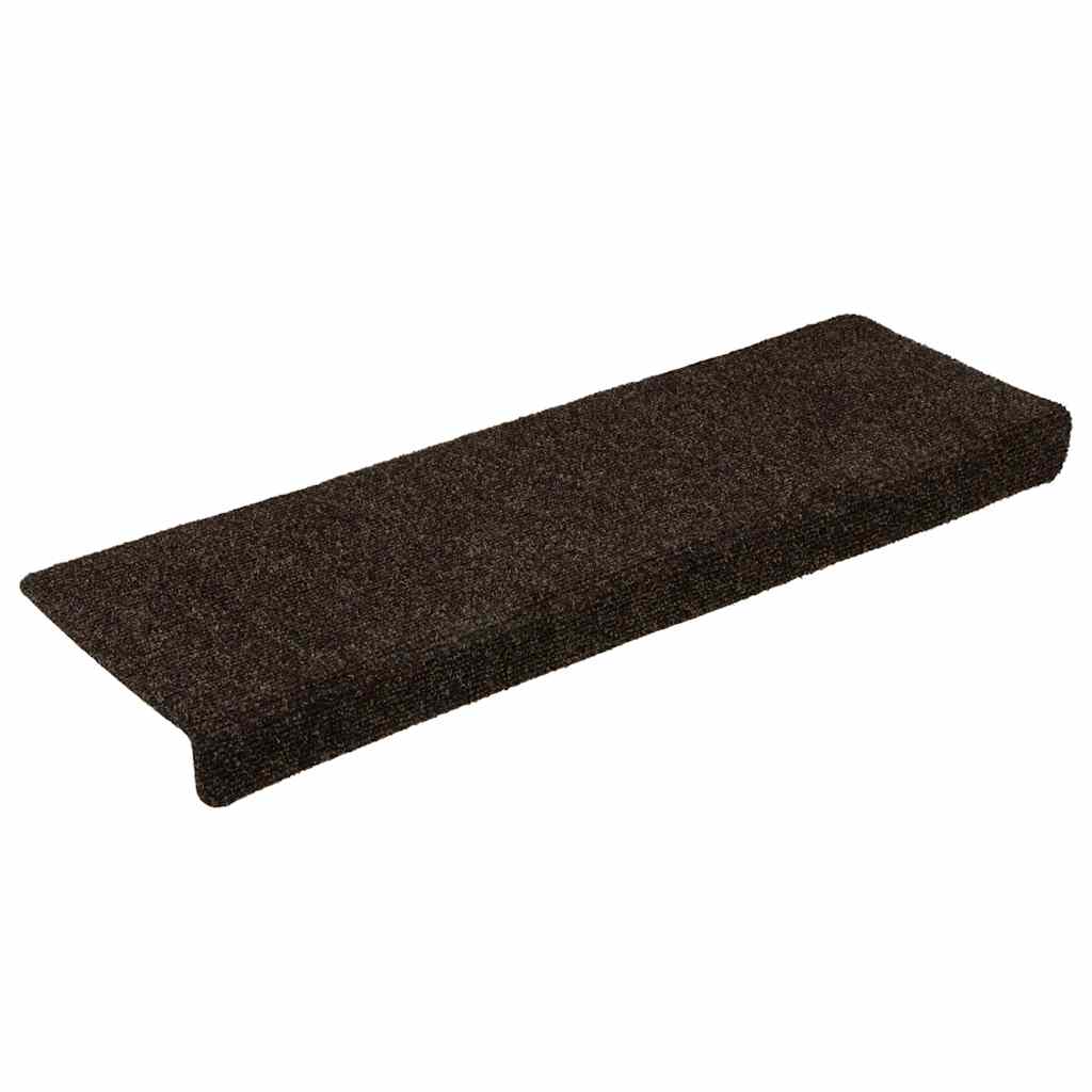 Tappetini per scale autoadesivi 15 pz 65x21x4 cm marrone scuro bordo rettangolare