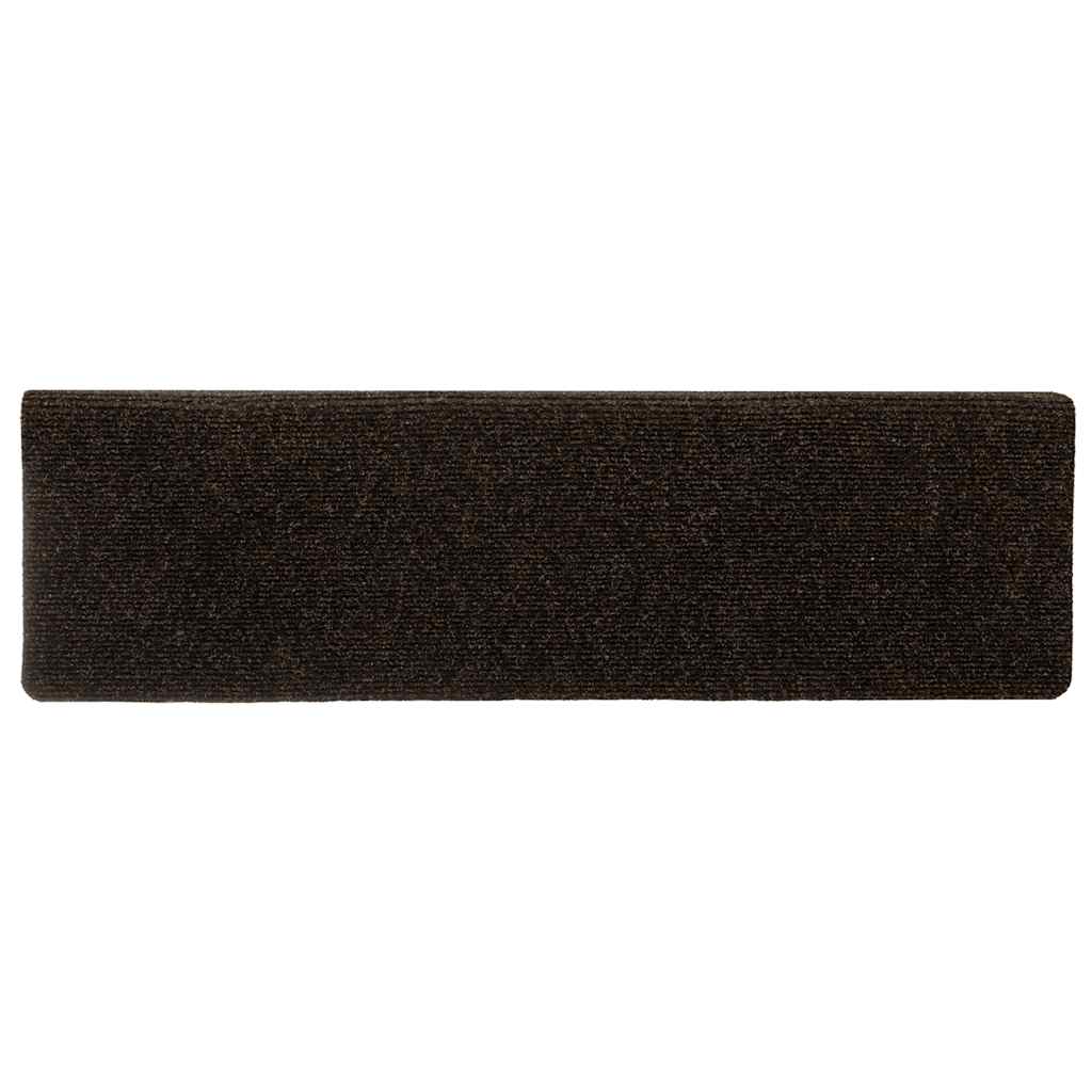 Tappetini per scale autoadesivi 15 pz 65x21x4 cm marrone scuro bordo rettangolare