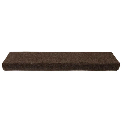 Tappetini per scale autoadesivi 15 pz 65x21x4 cm marrone bordo rettangolare