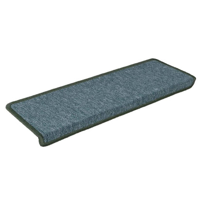 Tappetini per scale 15 pz 65x21x4 cm Verde scuro con bordo rettangolare