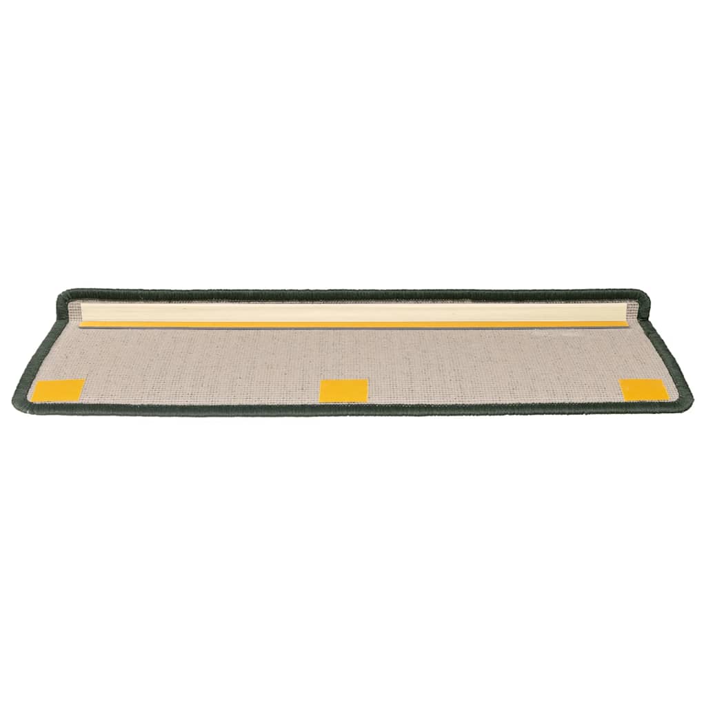 Tappetini per scale 15 pz 65x21x4 cm Verde scuro con bordo rettangolare